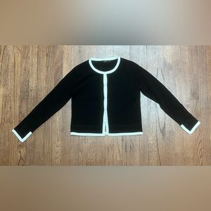 Lusso Cashmere Contrast Trim Cardigan with Pearl Buttons Size M